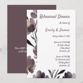 Purple Floral Botanical Wedding 招待状 (正面/裏面)