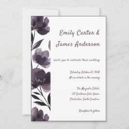 Purple Floral Botanical Wedding 招待状