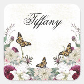 purple Floral bouquet in the blooming garden スクエアシール (正面)