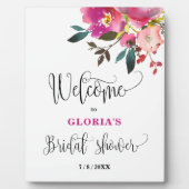 Purple Floral  Bridal Shower Welcome  フォトプラーク (正面)