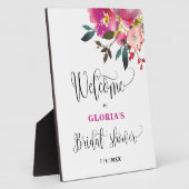 Purple Floral  Bridal Shower Welcome  フォトプラーク (側面)