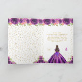 Purple Floral Brunette Hair Girl Birthday サンキューカード (内部)