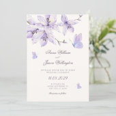 Purple floral butterfly wedding 招待状 (スタンド正面)