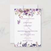 Purple Floral/Butterfly Wedding Invitation  招待状 (正面)