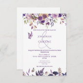 Purple Floral/Butterfly Wedding Invitation  招待状 (正面/裏面)