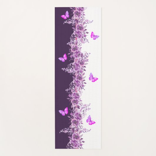 Purple Floral Butterfly Yoga Mat  ヨガマット (正面)