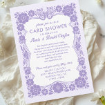 Purple Floral Card Shower by Mail Anniversary 招待状<br><div class="desc">This personalized anniversary card shower invitation is designed for hosting a shower by mail, inviting family and friends to send anniversary cards to a special couple celebrating a milestone wedding anniversary. The hand drawn design features a retro inspired Talavera style floral border frame with a detailed butterfly at the top,...</div>