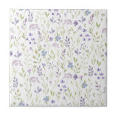 Purple Floral Ceramic Tile タイル (正面)