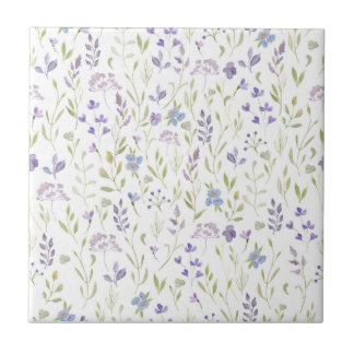 Purple Floral Ceramic Tile タイル