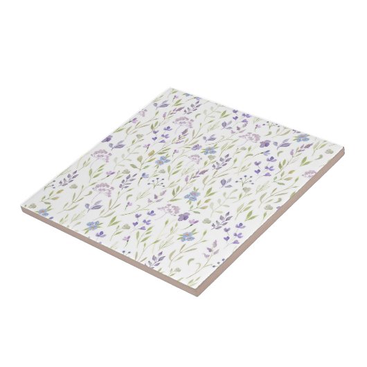 Purple Floral Ceramic Tile タイル (側面)