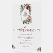 Purple Floral Crest Muslim Wedding Welcome アクリルサイン (傾斜)