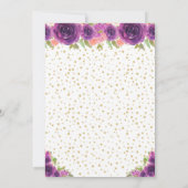 Purple Floral Dark Skin Princess Birthday Party サンキューカード (裏面)