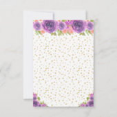Purple Floral Dark Skin Princess Sweet Sixteen 出欠カード (裏面)