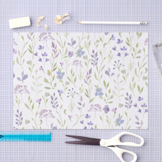 Purple Floral Decoupage Tissue Paper 薄葉紙 (クラフト)