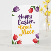 Purple Floral Easter Niece Card カード (黄色い花)