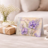 Purple Floral Elegant Thank You Folded サンキューカード