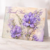 Purple Floral Elegant Thank You Folded サンキューカード