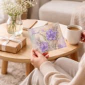 Purple Floral Elegant Thank You Folded サンキューカード