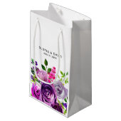 Purple Floral Elegant Wedding スモールペーパーバッグ (正面アングル)