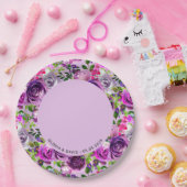 Purple Floral Elegant  Wedding  ペーパープレート (パーティー)