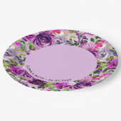 Purple Floral Elegant  Wedding  ペーパープレート (アングル)