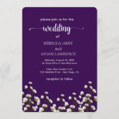 Purple Floral Elegant Wedding Invitation 招待状 (正面)