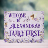 Purple Floral Fairy First 11x14 Birthday Welcome アクリルサイン (ニュートラル)