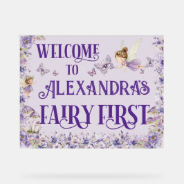 Purple Floral Fairy First 11x14 Birthday Welcome アクリルサイン
