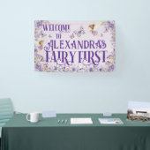 Purple Floral Fairy First Birthday Welcome 横断幕 (トレードショー)