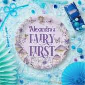 Purple Floral Fairy First Round ペーパープレート (パーティー)