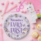 Purple Floral Fairy First Round ペーパープレート (パーティー)