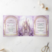 Purple Floral Fairytale Castle All in One Wedding 三つ折り招待状 (内部)