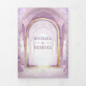 Purple Floral Fairytale Castle All in One Wedding 三つ折り招待状 (カバー)