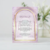 Purple Floral Fairytale Castle Wedding Details エンクロージャーカード (スタンド正面)