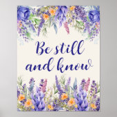 Purple Floral Faith Christian Religious Home Decor ポスター (正面)