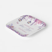 Purple Floral Fantasy Fairy First Birthday ペーパープレート (傾斜あり)