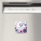 Purple Floral Frame Thank You Wedding Favors マグネット (インサイチュ (食洗機))