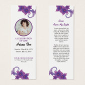 Purple Floral Funeral Bookmark Template (正面&裏面)
