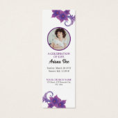 Purple Floral Funeral Bookmark Template (正面)