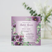 Purple Floral Geometric Greenery Bridal Shower 招待状 (スタンド正面)