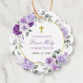 Purple Floral Girl First Holy Communion フェイバータグ (正面)
