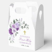 Purple Floral Girl First Holy Communion フェイバーボックス (オープン)