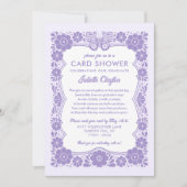 Purple Floral Graduation Card Shower Invitation 招待状 (正面)