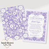 Purple Floral Graduation Card Shower Invitation 招待状