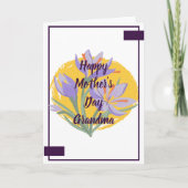 Purple Floral Happy Mother’s Day Grandma Greeting  カード (正面)