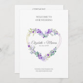 Purple Floral Heart for Wedding Sand Ceremony プログラム (正面/裏面)