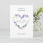 Purple Floral Heart for Wedding Sand Ceremony プログラム (スタンド正面)