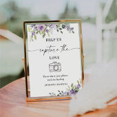 Purple Floral Help Us Capture The Love Sign 台座サイン