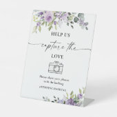 Purple Floral Help Us Capture The Love Sign 台座サイン (正面)