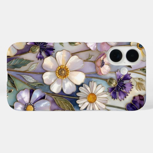 Purple Floral iPhone Case Pastel Flower Pattern Case-Mate iPhoneケース (裏面 (横))